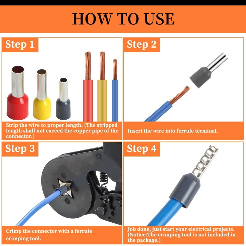 Camtek 1800Pcs Wire Ferrules Kit, Awg 22-7 Ferrule Crimping Kit Terminal Connector Wire Insulated Cord Pin Ends Terminals For Electric, Industrial - Image 3
